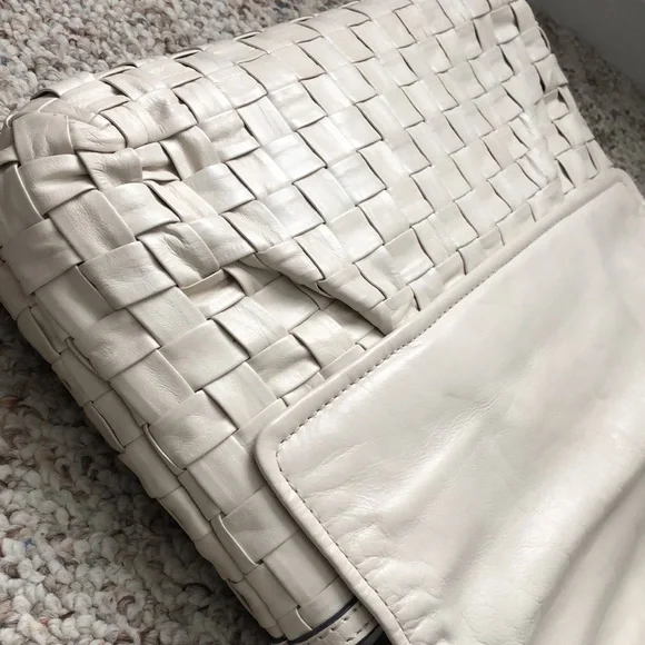 NWT Marc jacobs cream calf leather woven clutch